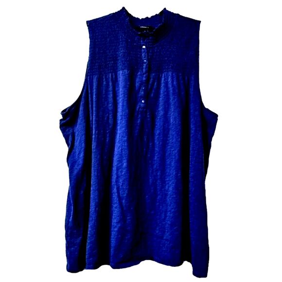 torrid Tops - TORRID Cobalt Blue Sleeveless 100% Cotton 1/4 Snap Shirt Size 2